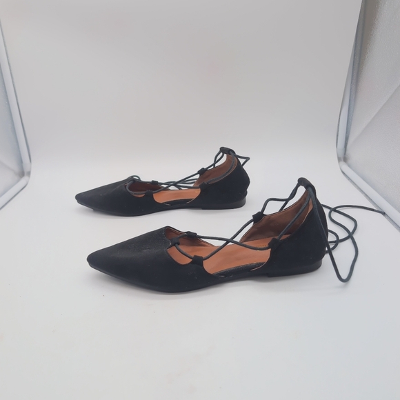 Black Hanzi  Xiaojie Sz 8.5 Women's Lace-Up Roman Flats - Picture 3 of 9